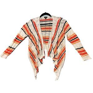 Torrid Open Front Shrug Cardigan Sweater White/Orange Striped Women's Sz 00